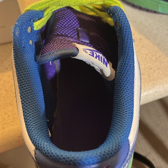 Teal cobalt blue purple Nike dunks size 9 1/2 lime green laces well loved - Picture 3 of 5